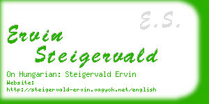 ervin steigervald business card